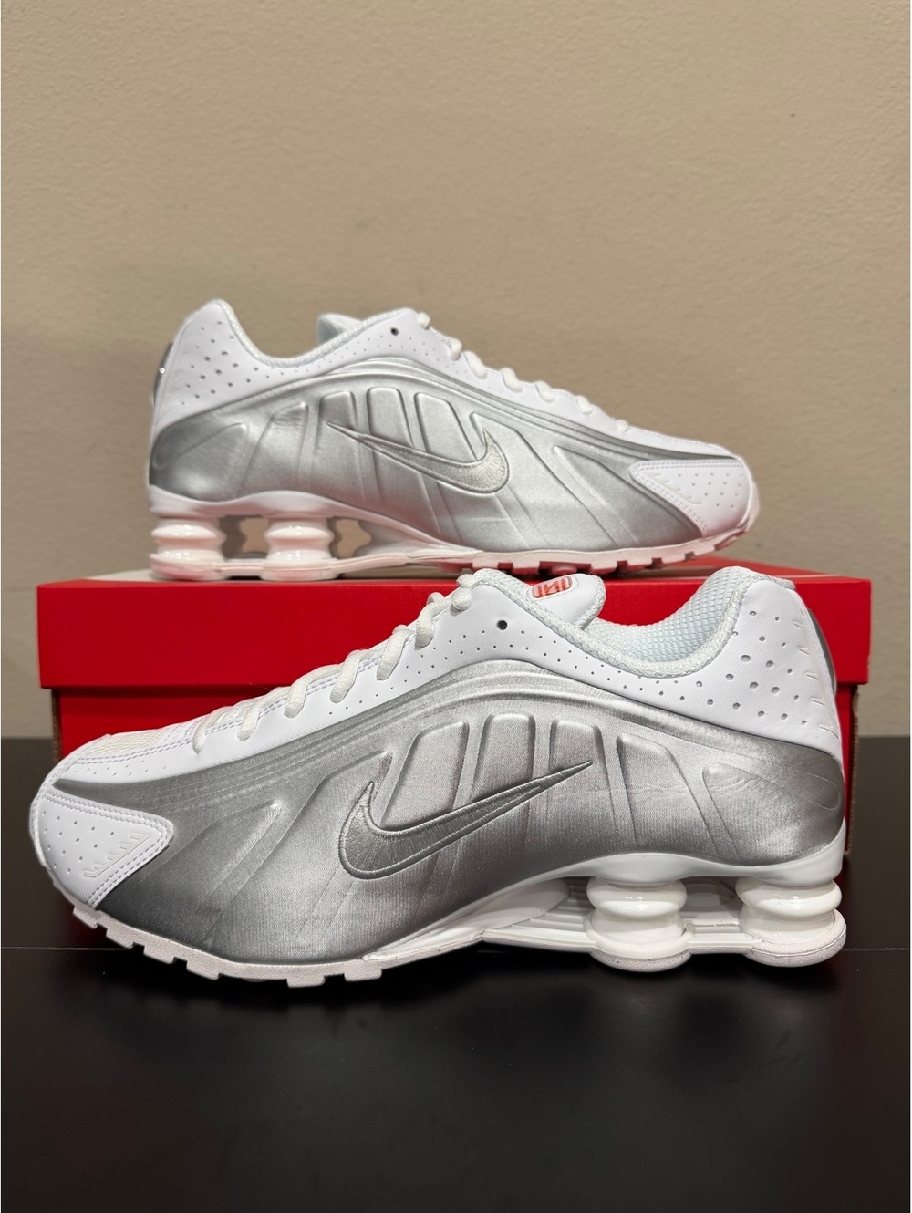 Size 11.5 - Nike Shox R4 “White Metallic Silver” 2024